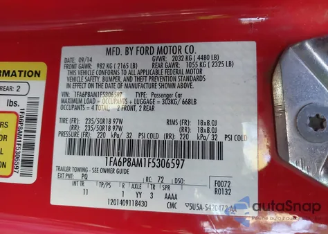 2015 Ford Mustang V6 from USA, damaged, VIN 1FA6P8AM1F5306597